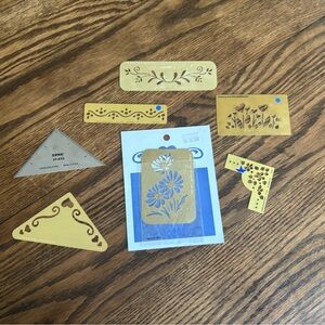 Set of 7 stainless steel gold plated embossing stencils